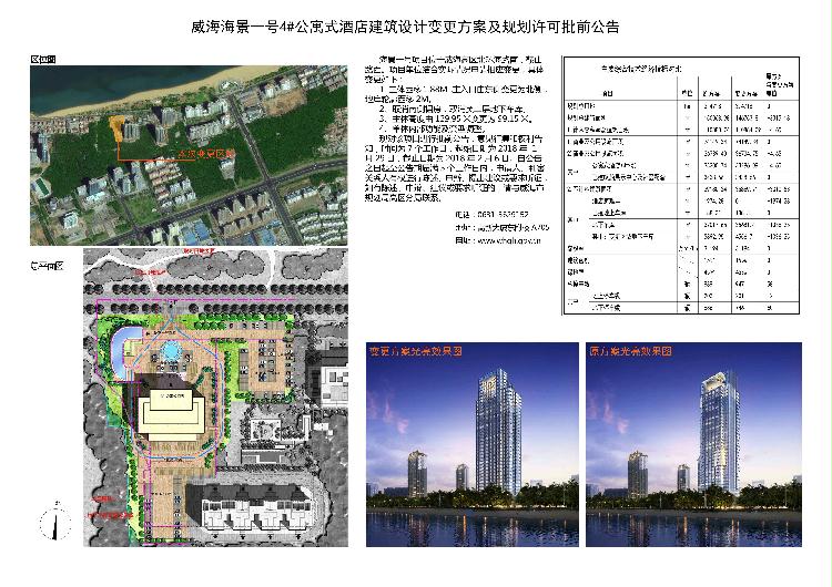 威海海景一号4#公寓式酒店建筑设计变更方案