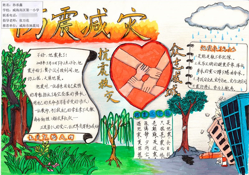 威海市小学生防震减灾科普知识手抄报大赛圆满